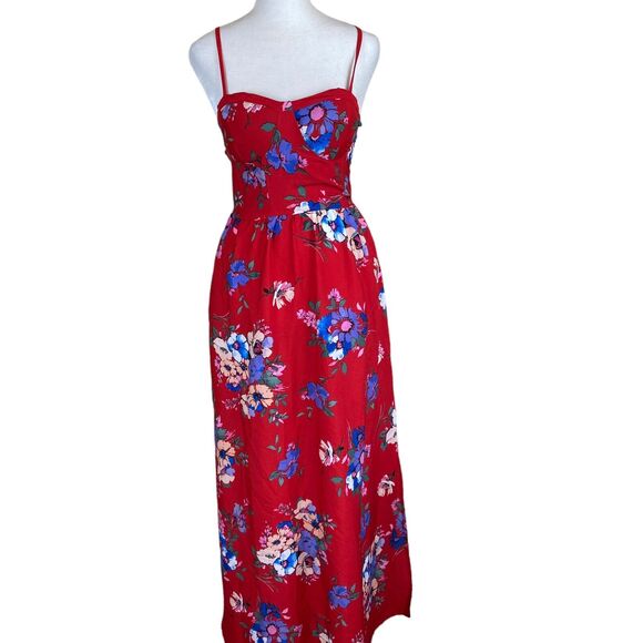 Band of Gypsies Maxi Dress Wonmens XS Red Floral Summer Sleeveless - Picture 1 of 5
